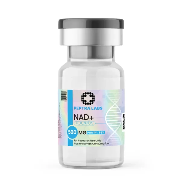NAD+ 500 mg – Fläschchen mit Forschungssubstanz, Reinheit 99 % laut Etikett, Peptra Labs