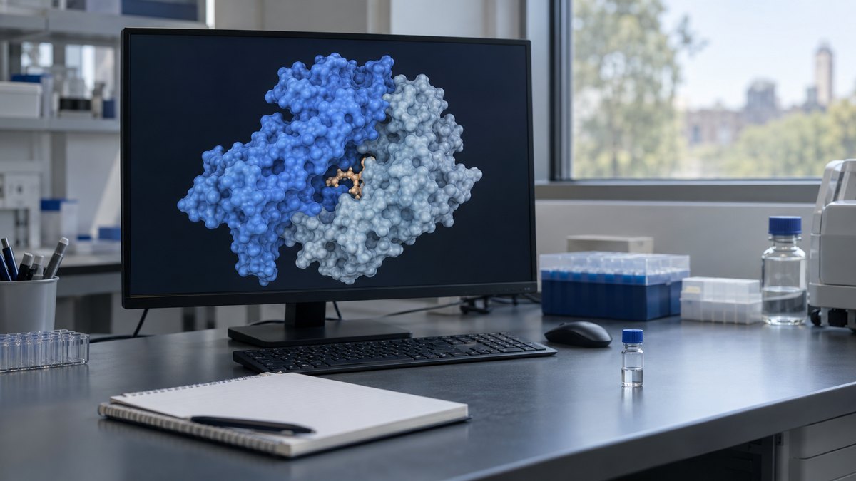Tirzepatid-GLP-1R-Simulation auf einem Laborbildschirm